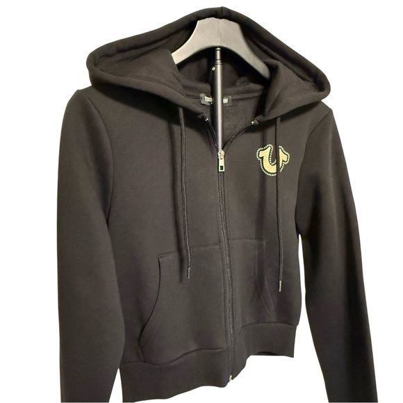🔵🔥 True Religion Wings Zip-Up Hoodie Black Medium New - Picture 3 of 10